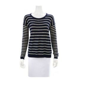 VINCE Navy Blue & Beige Striped Sweater Size XS